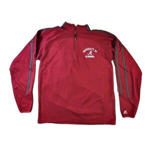 Alabama Crimson Tide 1/4 Zip Pullover Men's L Russell Athletic University Top
